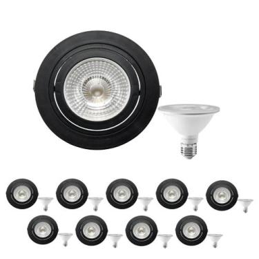 Imagem de 20 Spot Embutir Face Plana PAR30 + 1 Lâmpada LED 10W 6500K E27 - SAVE 