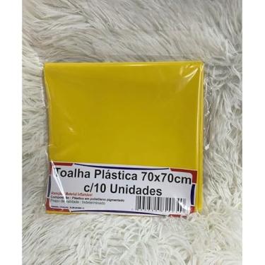 Imagem de Kit 10 Toalha De Mesa Lisa Plástica 70x70cm Para Aniversário Festa Casamento(Amarelo)