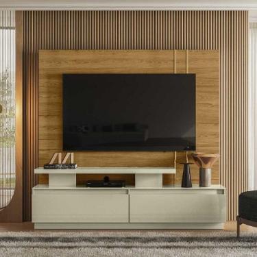 Imagem de Home Theater Braun 2 Gavetas MDP até 75 Cumaru/Opala G97 - Gran Belo