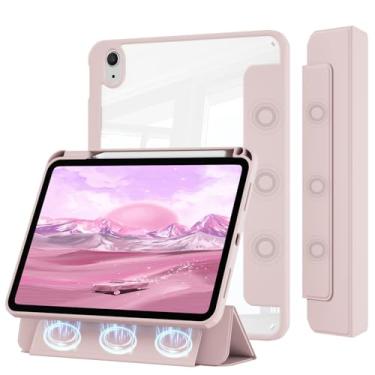 Imagem de KVTVOU Capa para iPad (A16) 11ª/10ª geração (2025/2022, 11/10,9 polegadas) com suporte de lápis, capa magnética destacável fina com três dobras, capa traseira transparente de policarbonato rígido