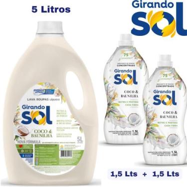 Imagem de Kit com 1 Lava Roupas 5L + 2 Amaciante Líquido 1,5L Roupas Delicadas G