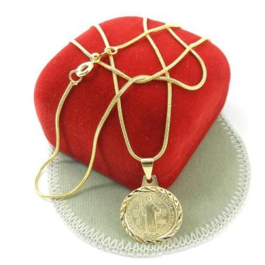 Imagem de Corrente Masculina 60Cm São Bento 18Mm Folheado Ouro Cr212D - Wnbijout