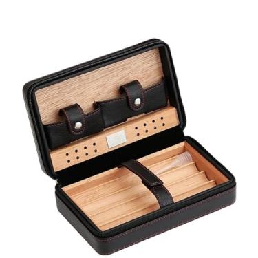 Imagem de ZzleoyuUUs-12 Caixa de charutos de madeira de cedro para charutos caixa de charutos para viagem caixa de charutos para armazenamento de 4 charutos umidificador para caixa de charutos portátil Sigar