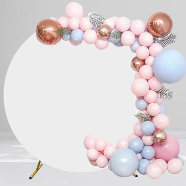 Imagem de Capa de suporte de fundo de arco de 2,2 m (apenas capa, suporte não incluído), balão branco arco de casamento elastano capa ajustada para decoração de festas de chá de bebê