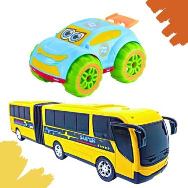 Imagem de Kit 1 Carrinho Panther Baby 1 Ônibus Sanfonado Brinquedo Criança Divertido Colorido