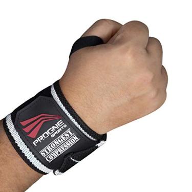 Imagem de Munhequeira Protetor de Punho para Crossfit Strongest - Preto/Branco - Par