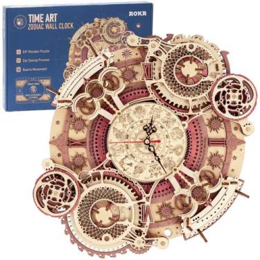 Imagem de Kit de modelo 3D de relógio de parede ROKR Zodiac de madeira para adul