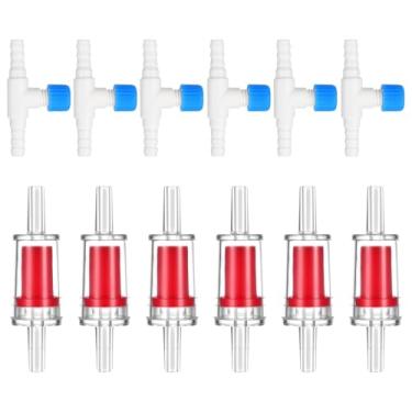 Imagem de Acessórios de bomba de ar de aquário, 12 peças de válvula de retenção unidirecional de aquário válvula de ar de aquário para aquário de 3/40.6 cm (6 válvulas de retenção + 6 válvulas de controle)
