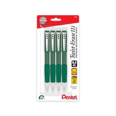 Imagem de Pentel Lapiseira Twist-Erase III, (0,5 mm), linha fina, barril verde, pacote com 4 (QE515BP4D)