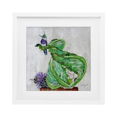 Imagem de Stupell Industries Impressão emoldurada branca beija-flor em design sob vidro por Lisa Morales, 33 x 33