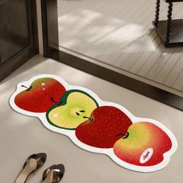 Imagem de Lacomfy Lindo tapete de maçã vermelho verde chique tapete de corredor de maçã antiderrapante macio tapete fofo para quarto de crianças quarto sala de estar, 15,7 x 47,2, vermelho