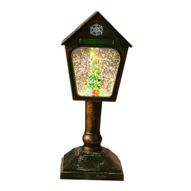 Imagem de Fenteer Caixa de música Feliz Natal Globo de neve de Natal Clássico LED Flicker Floco de neve Luz noturna para crianças Presentes de Dia dos Namorados Casa, Verde