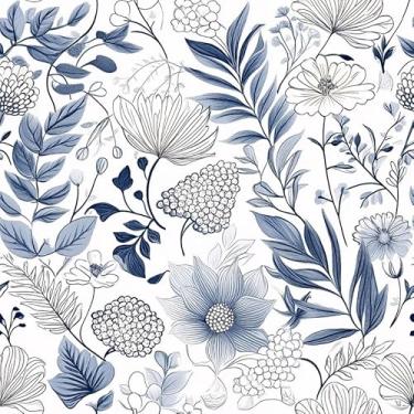 Imagem de Papel de parede floral vintage vermelho/rosa/branco, 45 cm x 300 cm, papel de parede estético moderno, papel de parede de vinil à prova d'água para cozinha, vestiário, corredor, quarto