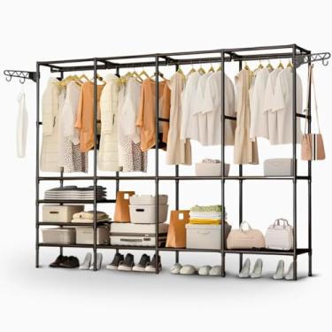 Imagem de Organizador De Roupa Desmontável Aberto Closet Com Sapateira Cabideiro e Prateleiras 4 Colunas