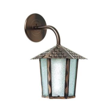 Imagem de Arandela Blumenau Colonial Sextavada Vidro Pontilhado E27 Bivolt Cobre