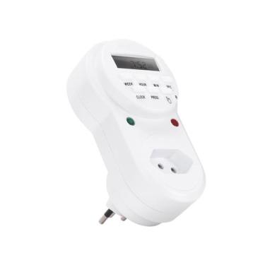 Imagem de Timer temporizador digital lcd programável bivolt c/ plugue e tomada -