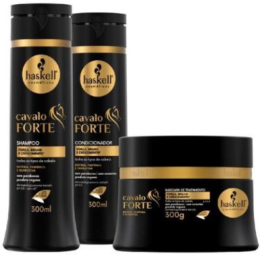Imagem de Kit Haskell Cavalo Forte Shampoo Condicionador 300ml Máscara Tratament