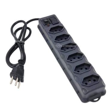 Imagem de Extensão Elétrica 6 Tomada Filtro Linha Bivolt Cabo 85cm cor preta exe