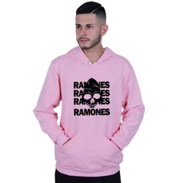 Imagem de Moletom Unissex Canguru Ramones Caveira World Rock - Lafre, Rosa claro