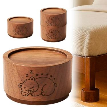 Imagem de Elevadores de cama de madeira, pernas de móveis de madeira de 5 cm com almofada de borracha antiderrapante para sofá-cama, cômoda de mesa, sofás e cadeiras, empilháveis (marrom, 5 cm)
