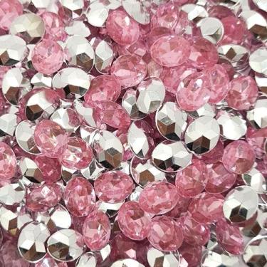 Imagem de Colagem Oval Strass Acrílico Rosa Transparente 8x10mm 3200pçs 500g - M