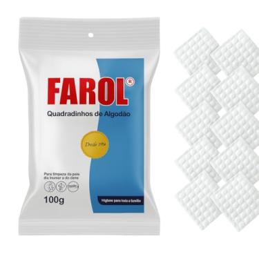 Imagem de Quadradinhos de Algodão 100g com 120 unidades Farol Para Maquiagem Manicure Limpeza Facial Tamanho Quadrado Pequeno 5,5x5cm