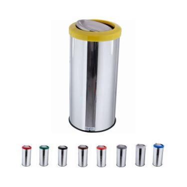 Imagem de Lixeira Redonda Flip Top Aro Plástico Miolo Inox 35L - CM Design, Amar
