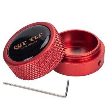 Imagem de CUEELF Suporte redondo de giz de sinuca suporte de giz acessórios de bilhar mini estojo de giz portátil acessório de mesa de bilhar (vermelho)