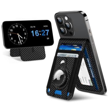 Imagem de Suporte de carteira Magsafe com suporte Airtag ExtreLife Black Carbon