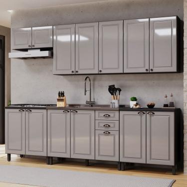 Imagem de Cozinha Completa Firenze 14 Portas 2 Gavetas 6171.167 Cinza/Titânio - Indékes
