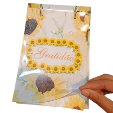 Imagem de Mini fichário caderno argolado Girassol gratidão capa pvc 2 argolas 80 folhas tamanho A5 vertical