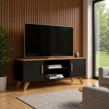 Imagem de Rack Para Sala de Estar, Estante para TV Moderno Com Prateleiras Rebeca para até 50 Polegadas Casa Home Mobi Shop (Preto)