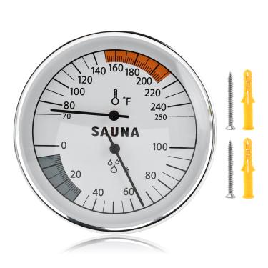 Imagem de Termômetro e higrômetro de sauna, medidor de temperatura de sauna suspenso 2 em 1, medidor preciso de temperatura e umidade para ambientes de sauna, umidade interna, faixa de temperatura de 21 a 121 °