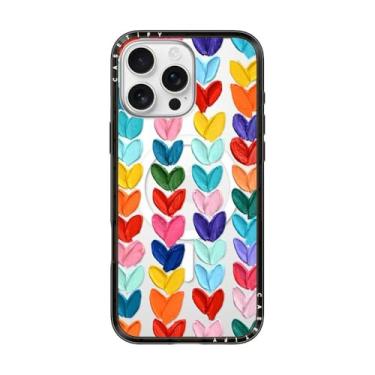 Imagem de CASETiFY Capa compacta para iPhone 16 Pro Max [fina e elegante/compatível com Magsafe/1,2 m. 2X proteção contra quedas de grau militar] - corações de bolinhas transparentes - preto transparente