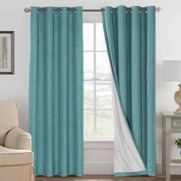 Imagem de Cortinas H.VERSAILTEX Linen Blackout, 213 cm de comprimento, azul-petr