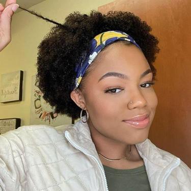 Imagem de Peruca com faixa de cabeça Ms Taj Afro Kinky Curly 25 cm 150% de densi