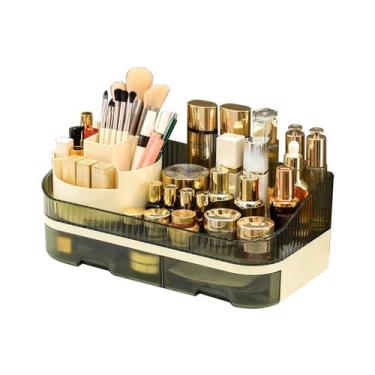 Imagem de Organizador de maquiagem Tidyladyo Countertop com gaveta dupla e 360