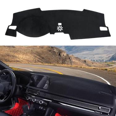 Imagem de Blazeray Capa de painel de painel tapete pad tapete personalizado para Honda Civic 11ª geração 2022 2023 2024 2025 acessórios antiderrapante tapete protetor de console central (borda preta)