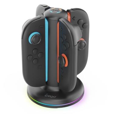 Imagem de Base de carregamento para Nintendo Switch 2 Joy Con, controle magnético 4 em 1, estação de suporte de carregador rápido compatível com Switch 2 Joy Con, preto (preto)