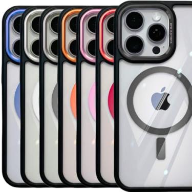 Imagem de Capa iPhone 16 Pro Capinha Magnética Case Celular Proteção Câmera Acrílico Anti Amarelamento