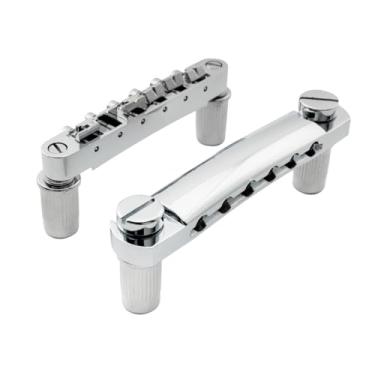 Imagem de ROZILO Conjunto de pontes e barra de parada para guitarra cromada Tune-O-Matic com âncoras e parafusos de substituição para guitarra elétrica Epiphone Les Paul LP SG Style 6 String
