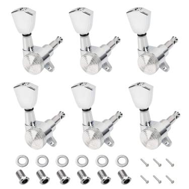 Imagem de Banworks 6 pinos de afinação de bloqueio de guitarra em linha, proporção 16:1, máquinas de afinação de cordas de tulipa seladas com etiqueta de fixação de 45 graus para guitarra elétrica Super Strat