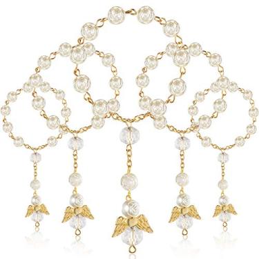 Imagem de 30 mini rosários de acrílico para rosário de batismo com anjo para lembrancinhas de festa de batismo da primeira comunhão (ouro bege)