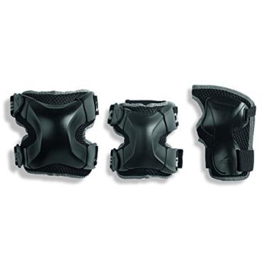 Imagem de Pacote com 3 equipamentos de proteção Rollerblade X, joelheiras, cotoveleiras e protetores de pulso, patinação em linha, proteção multiesportiva, unissex, preto, grande
