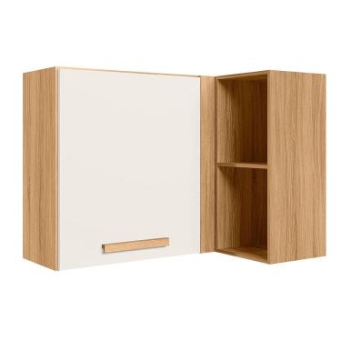 Imagem de Armário Aereo de Canto 88cm Intenza Freijo/Off White Cristal - SSX Multicoisas