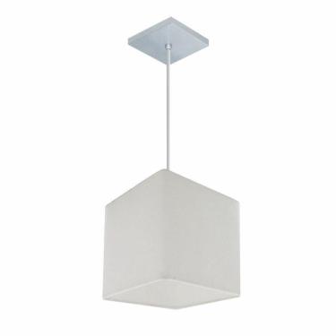 Imagem de Lustre Pendente Quadrado Vivare Md-4224 Cúpula Em Tecido 16/16x16cm - Bivolt Branco 127/220v