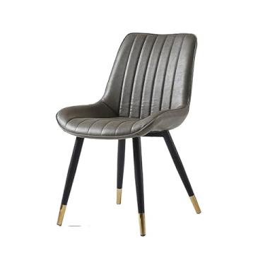 Imagem de Cadeira de jantar contemporânea de couro PU com pernas de metal - várias cores disponíveis (pés dourados cinzentos)