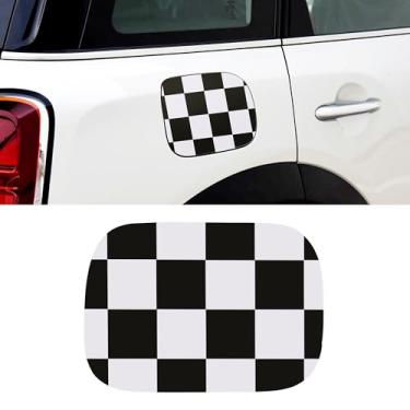 Imagem de TOMALL Decalque de tanque de gasolina compatível com Mini Cooper F60 adesivo de almofada de tanque de combustível padrão quadriculado decalque decalque tampa de gás acabamento impermeável decoração