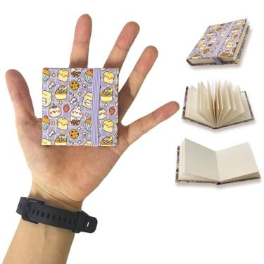 Imagem de MontiJoy Mini caderno de desenho aquarela de viagem 6 x 6 cm com capa de tecido 300 g/m² 63,5 kg, 20 folhas (mini caderno de desenho - roxo 1 peça)