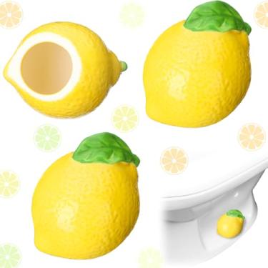 Imagem de Honeydak Pacote com 2 tampas de parafuso de vaso sanitário decorativas tampas de parafuso de vaso sanitário de limão bonito decoração de banheiro acessórios temáticos divertidos peças de reposição de